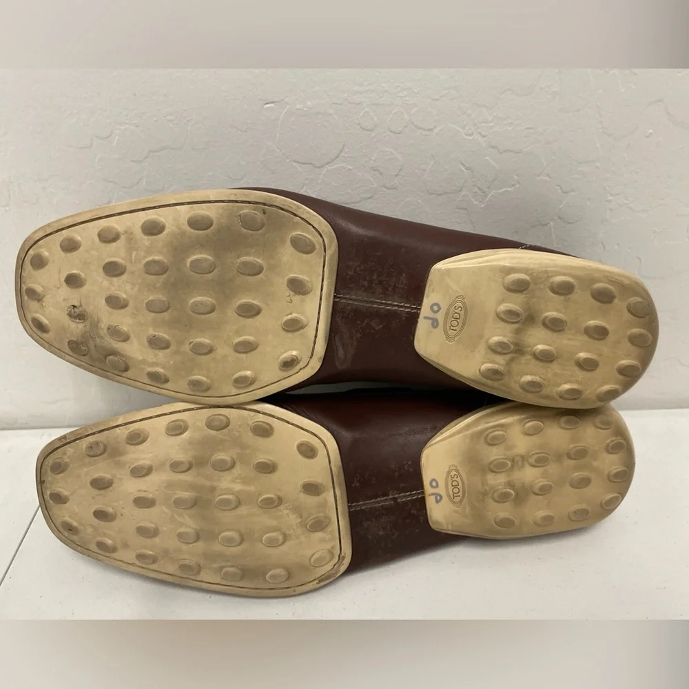 TOD’S Made in Italy Square Toe Boat Shoe in Brown Leather Size 13 $695